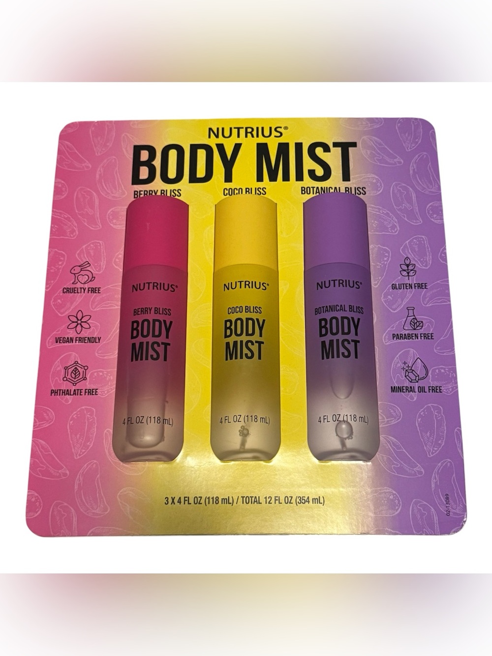 Nutrius Perfume body mist Bundle Collection, Berry coconut and botanical